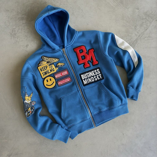 BM Varsity Patch Zip Hoodie – Earned Not Given Edition